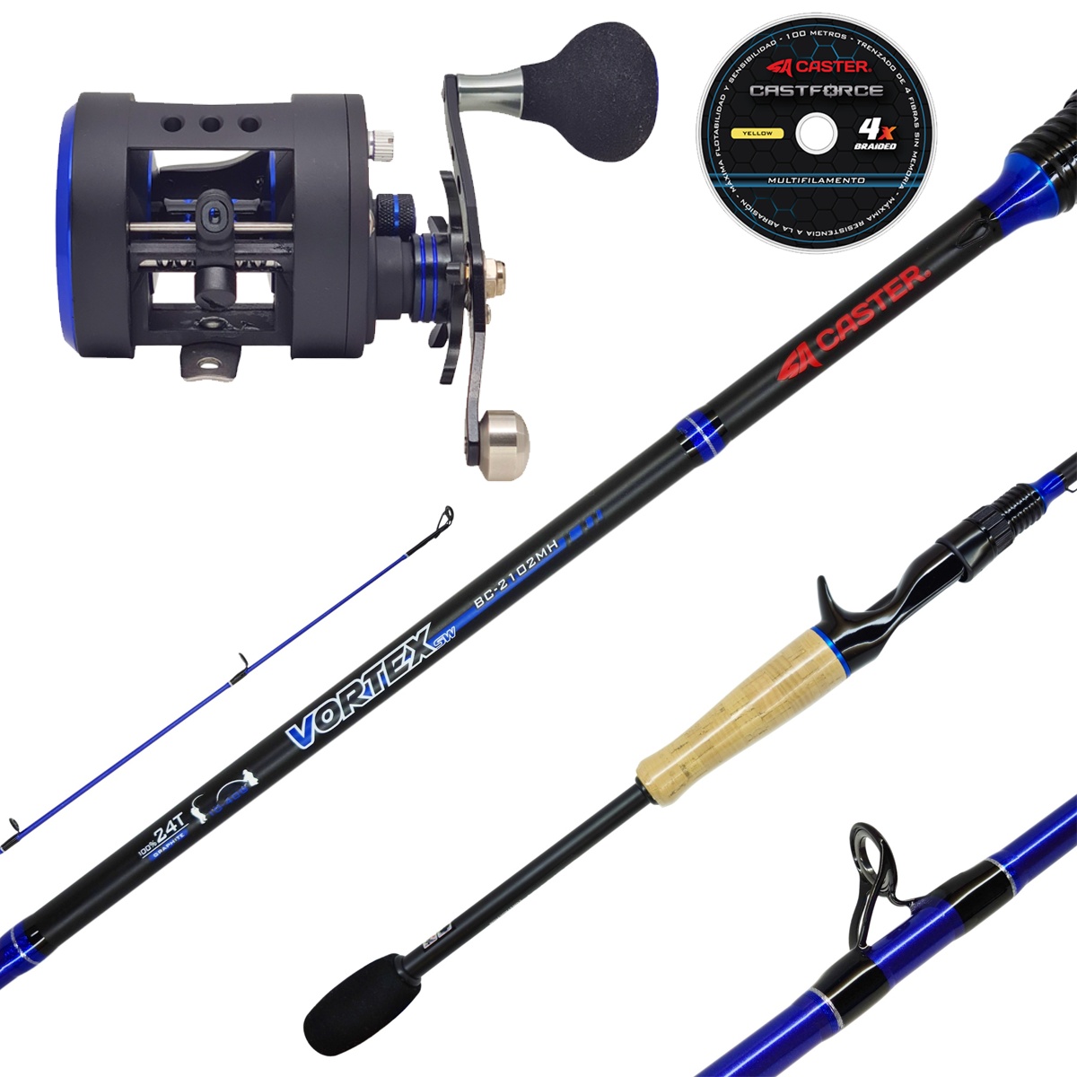 Kit Pesca Caster Vortex Caña Para Señuelos + Reel Rotativo - EL NAUFRAGO  PESCA - Productos para pesca deportiva