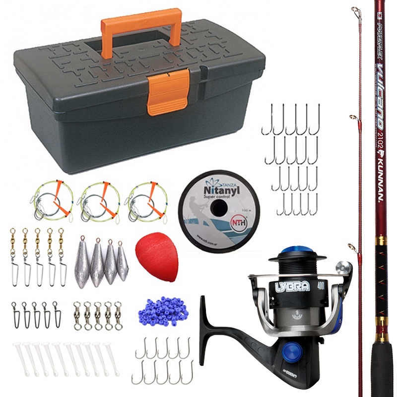 Kit Articulos Pesca Caña Pescar + Reel + Caja Con Accesorios - EL NAUFRAGO  PESCA - Productos para pesca deportiva